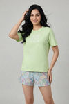 Zivame Abstract Print Cotton Loungewear Short Set - Ice Water — thumbnail 1